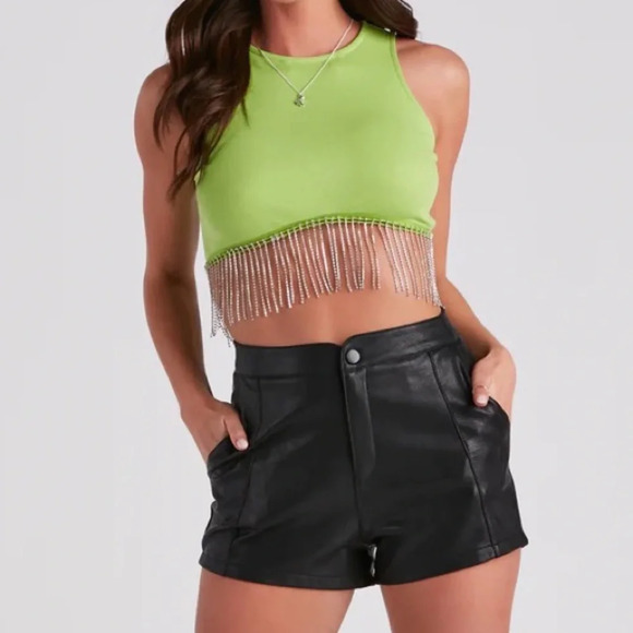 Like green fringe crystal crop top - Picture 3 of 4